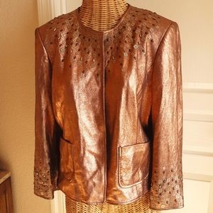 ELLEN TRACY for Neiman Marcus Copper Leather Jacket